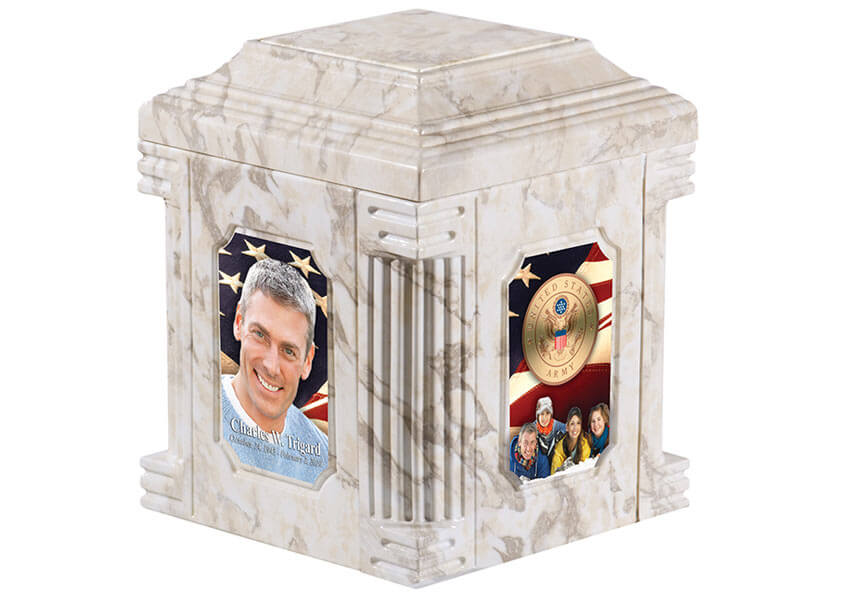 Personalized Aegean White Marble Cremation Urn Vault